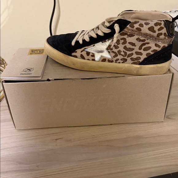 Golden Goose Brown and White High-Top Sneakers - Picture 1 of 6